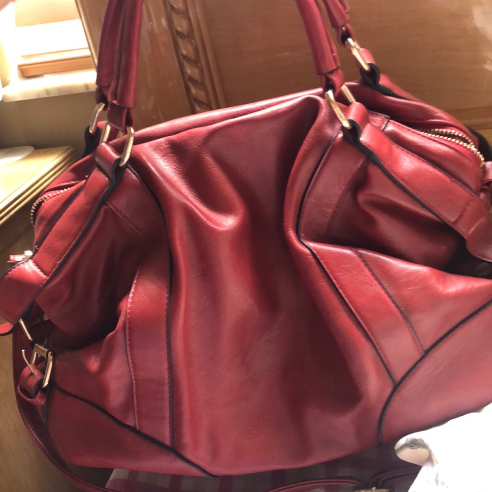Lipstick Red Faux Leather Bag